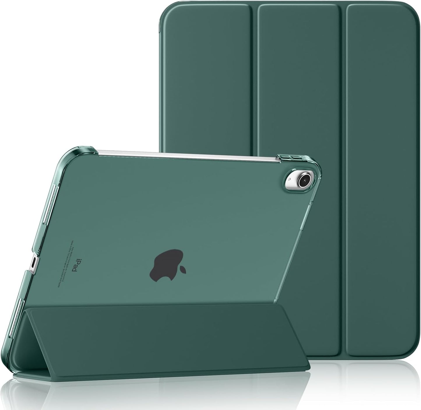 Case for iPad 11th Generation 2025 & 10th Generation 2022, 10.9 inch Case with PC Translucent Back, Protective Cover for iPad 10th/11th Gen, Support Touch ID, Auto Wake/Sleep, Pine Green