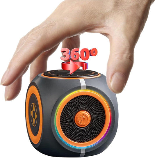 2.08 Inch Small Bluetooth Speaker Wireless with RGB Multi-Colors Light, Spinning Desk Toys Gifts for Office, Portable PC Speaker for Boys Teens Men Gift
